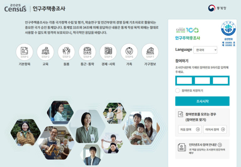 인구조사 인터넷 참여 방법 절차 인구조사 인터넷 참여