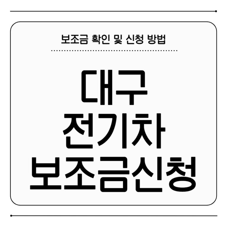 전기차 보조금 신청 방법 및 지역별 보조금 대구 전기차 보조금 신청