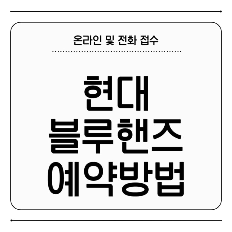 현대 블루핸즈 예약 방법 온라인 접수 절차 현대 블루핸즈 예약